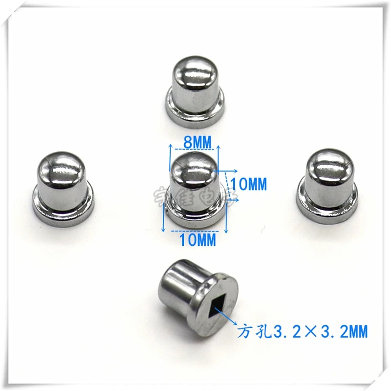 10PCS Electroplating Button Cap 8*10mm Square Hole 3.2*3.2MM Tact Switch Button Cap Plastic Electroplating Silver Cap