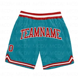 Custom Teal Purple-White Authentic Throwback Basketball Shorts 3D All Over Printed Men's Shorts Quick Drying Beach Shorts