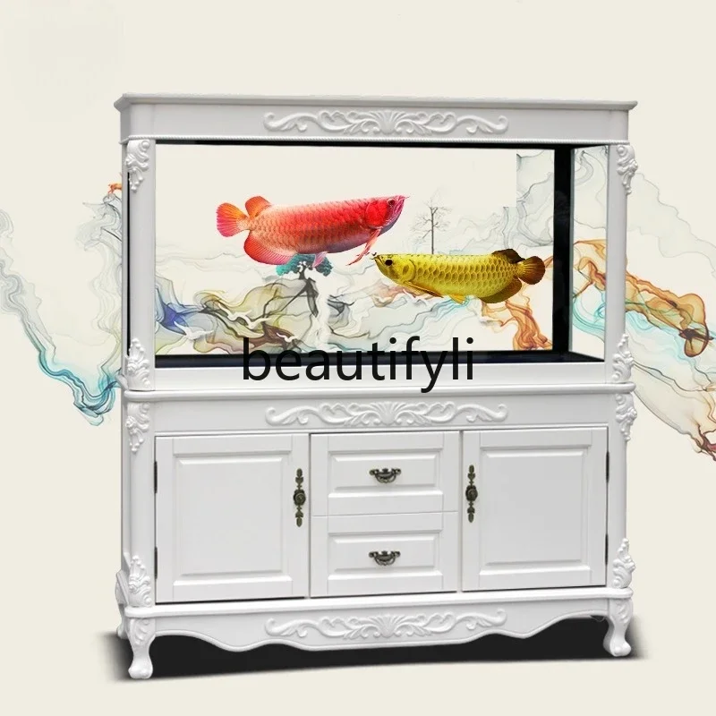 

X Solid Wood Fish Tank Entrance Living Room Ecological Bottom Filter No Water Change Needed Large Medium Small Aquarium