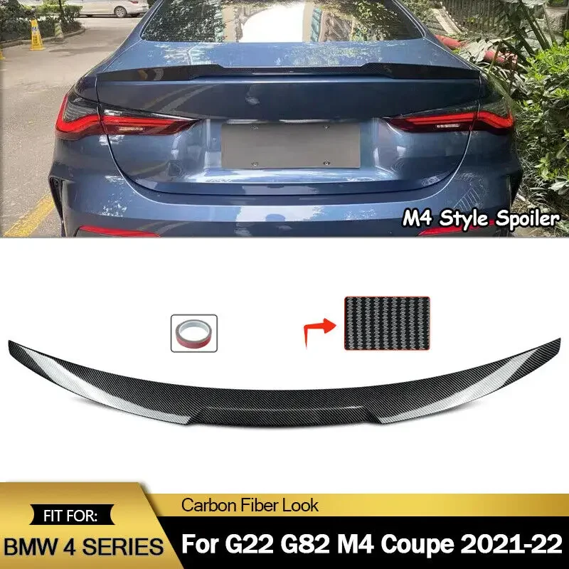 

For BMW G22 4-Series G82 M4 Coupe 2021-22 Rear Trunk Spoiler M4 Style Carbon Look