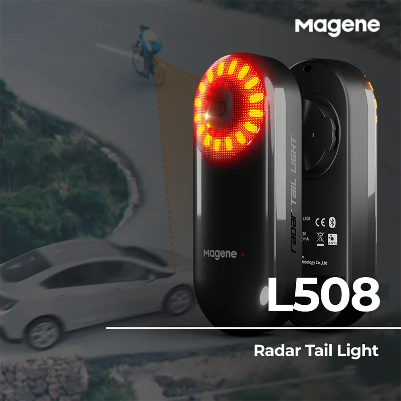 Magene Radar Bike Tail Light L508 Bicycle Rear Brake Sensing Lamp Saddle Seatpost ChargingEbike Waterproof LED Cycling Taillight