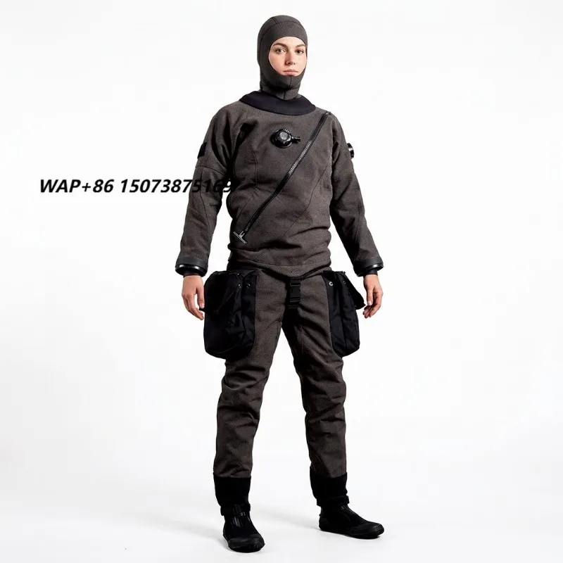 Factory Customization Full Coverage Trilaminate Outer Layer Waterproof Silk Screen Printed Chest Zip Front Diving Drysuits