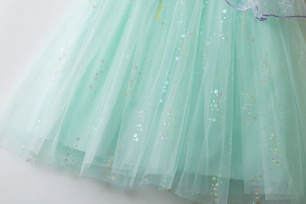 Mädchen Meerjungfrau Tutu-Kleid mit Pailletten und Fischschuppen-Trägern Prinzessinnenkleid Kinder Geburtstagsparty Kostüm Kinder Feen-Outfit – Detail 10