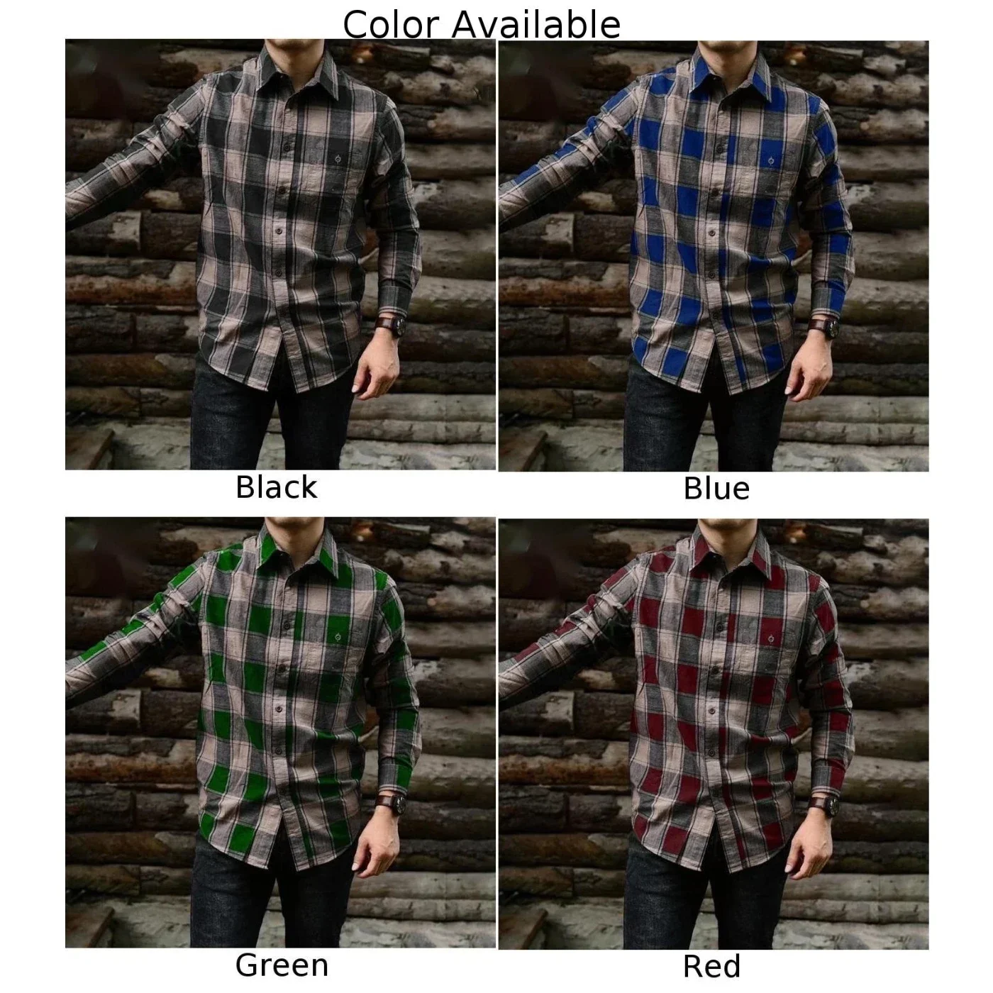 Fashion Men\'s Plaid Shirt Single Breasted Button Lapel Collar Pattern Long Sleeve Casual Slim Tops Shirts And Blouse Coat