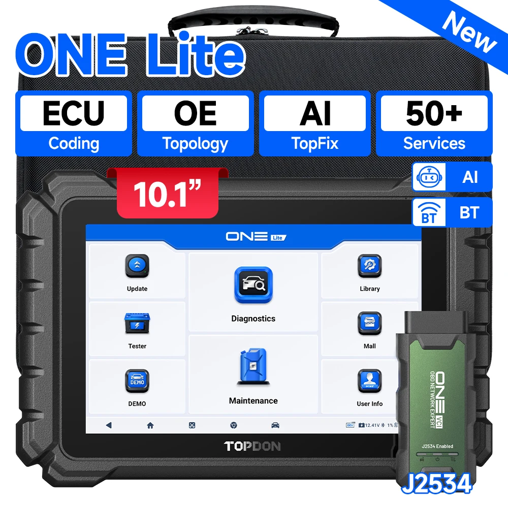 

Диагностический сканер для автомобилей TOPDON ONE LITE: для всех систем (CANFD, DOIP, FCA), все сервисные функции, кодирование ЭБУ, двунаправленное управление, OBD2, 50+ функций сброса