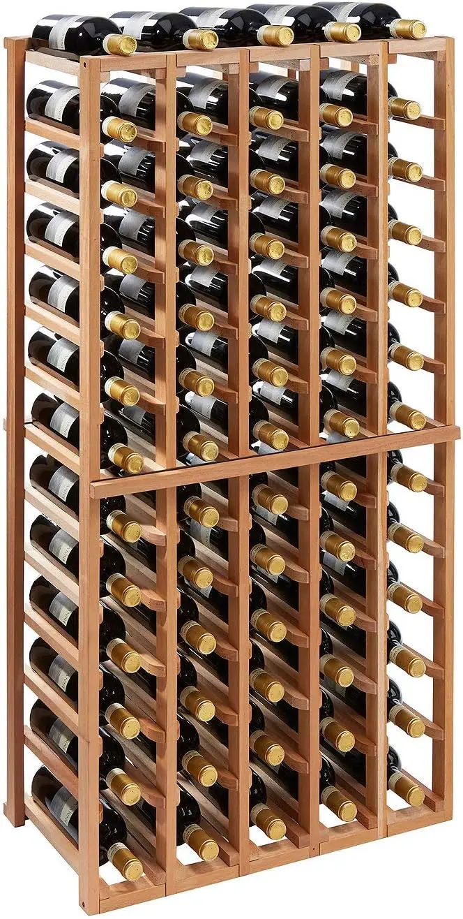 Wine Enthusiast N'Finity Stackable 4 Foot Wine Rack - 5 Column - Solid Mahogany - 60 Bottles - Stylish Durable Wine Rack Home