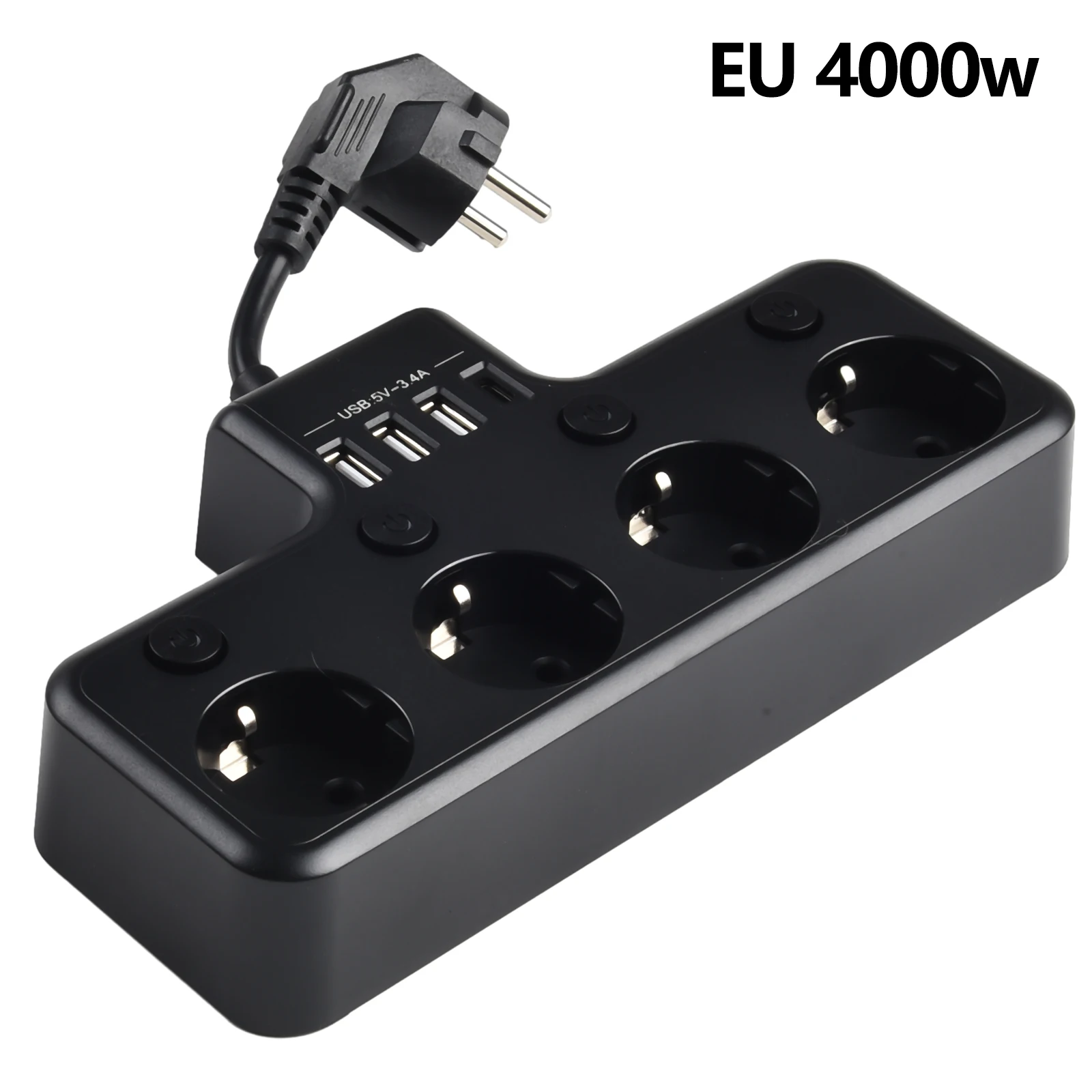 Imagem -02 - Tomada Múltipla eu Power Strip Comutável Individualmente Interpolada com Várias Portas Usb Comprimento do Cabo 10cm 16a 4000w Vias