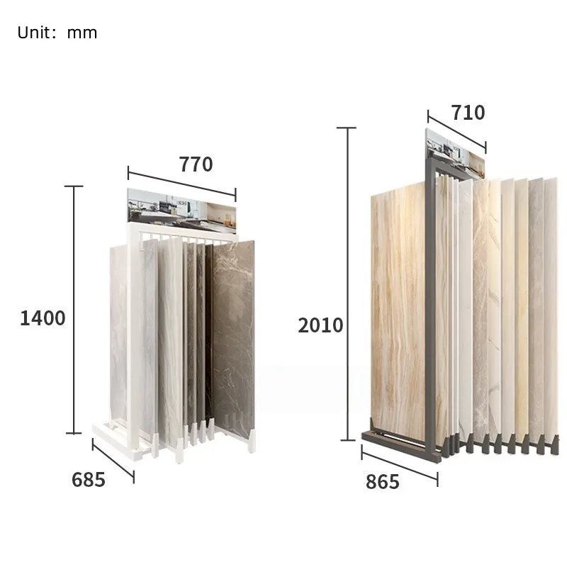 Factory Direct Sale Custom Size Metal Small Sliding Ceramic Tile Display Rack for 24*24 Inch Tile Showroom