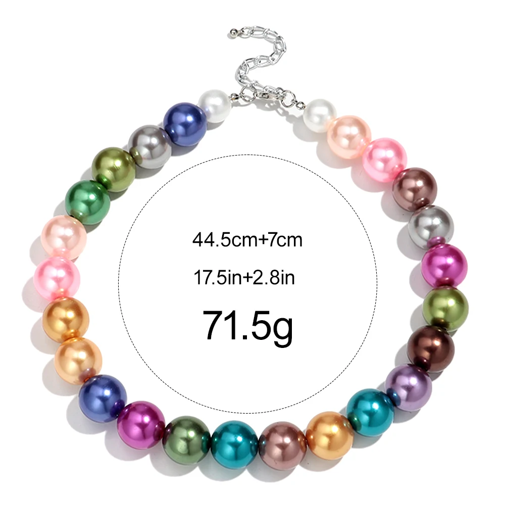 Boho Colorful Geometric Round Beads Choker Necklace for Women Novelty Simple Pearl Necklace Luxury Jewelry Gifts