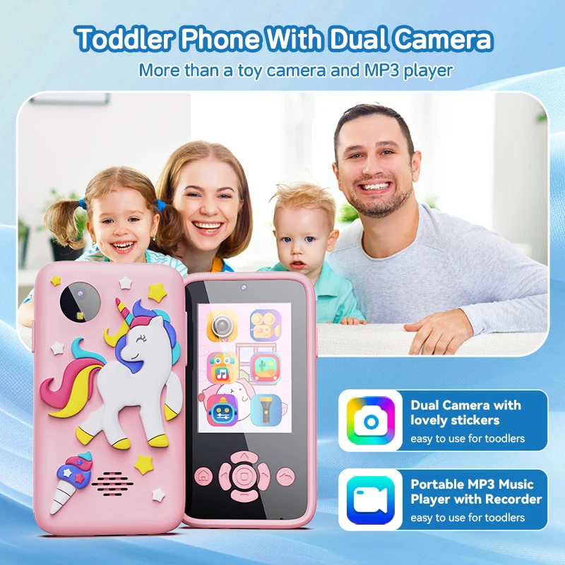 Christmas Sale Kids Phone 32G Mp3 Music Player Puzzle Games Tooddler Leaning Toys Kids Cameras Ages 3-6 7-12 Birthday Gifts