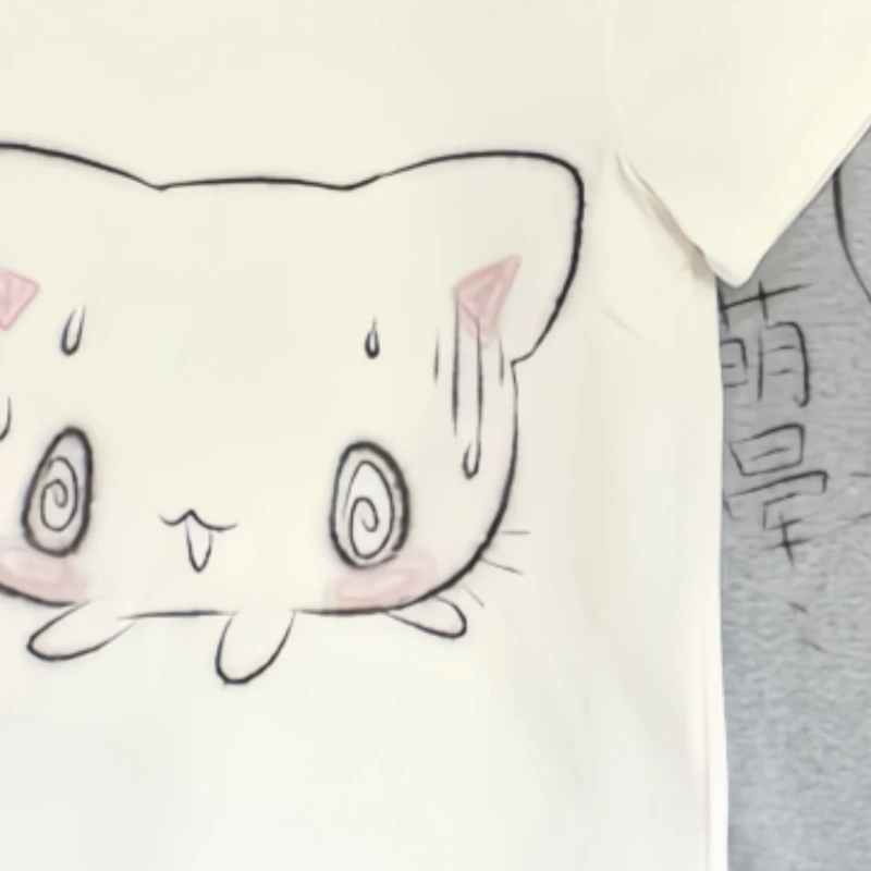 女性用カワイイグラフィックTシャツ,白い日本の漫画プリントTシャツ,カジュアルでルーズなストリートウェア,グランジエステティック,原宿トップス,y2k,夏