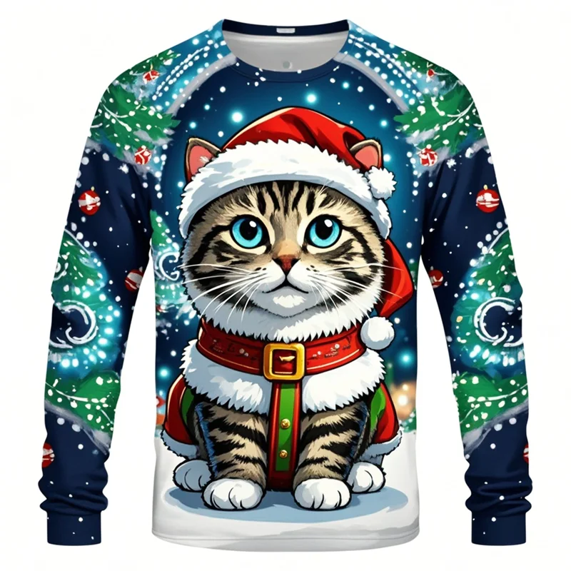 Tops divertidos con estampado 3D a la moda para hombre, suéter informal sencillo Harajuku de manga larga para hombre, sudadera holgada de diseño callejero con cuello redondo para hombre