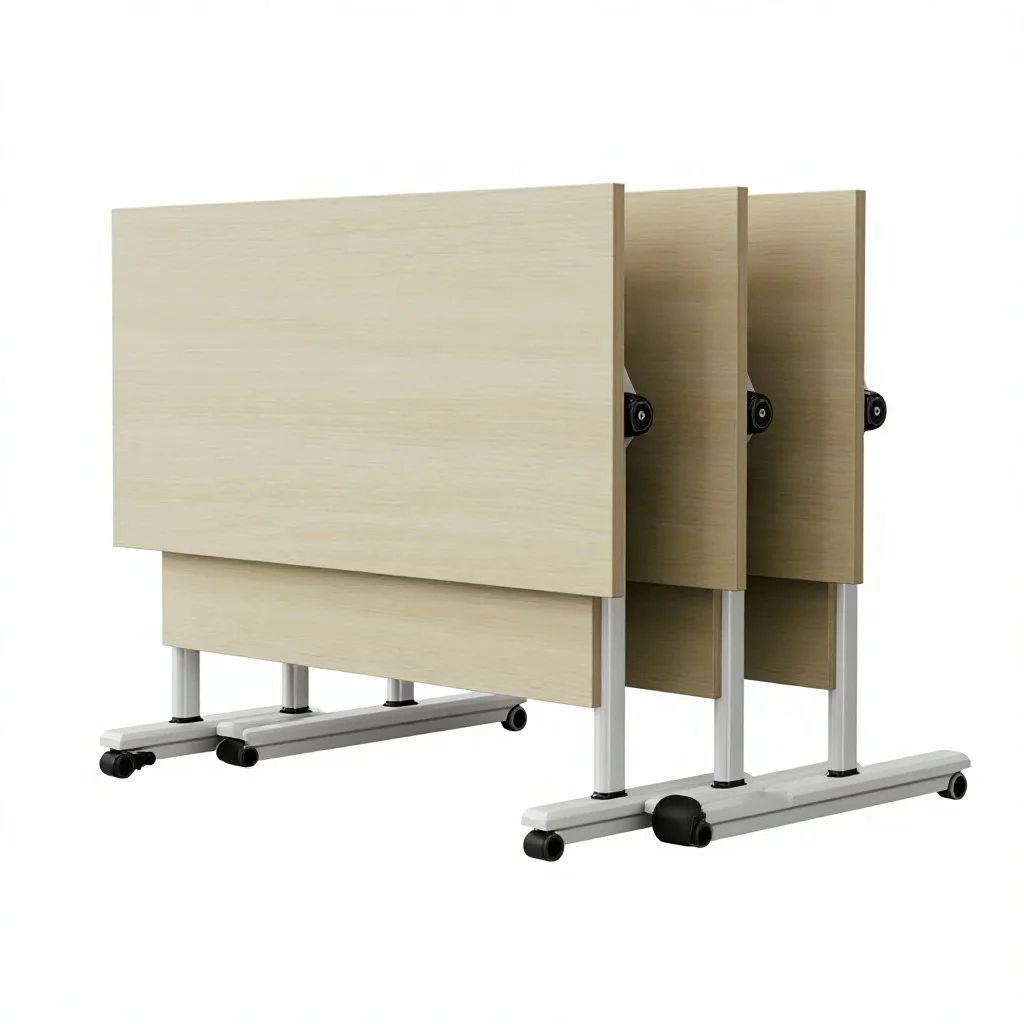 Modular Splicing Stainless Steel Commercial Conference Table Set Foldable Mobile Training Desk Baffle Oblong Shape Modern Design