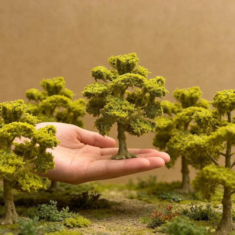 

Autumn Army Green Model Tree Miniature Landscape Autumn Yellow Handmade Deciduous Tree Model Train Railway Sand Table Layout