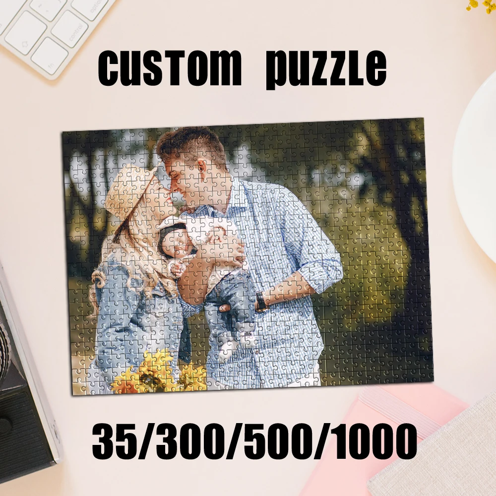 35/300/500/1000 Stück personalisiertes Fotopuzzle, personalisierte Familienbildblöcke für Weihnachten, Neujahr, Valentinstag