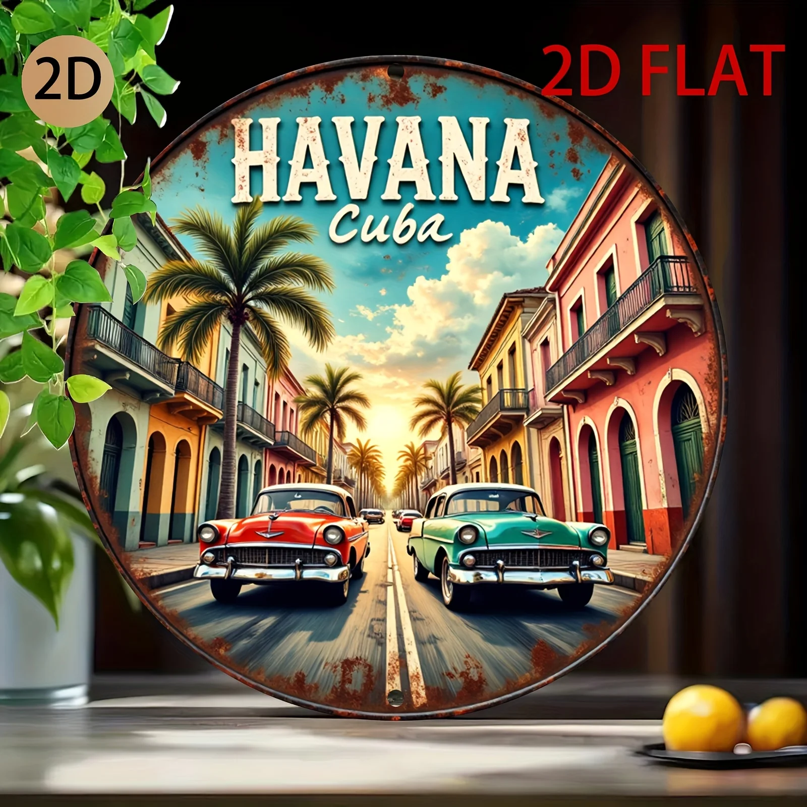 Vintage Havana Cuba Street View Metal Tin Sign Wall Art Decor - view 6