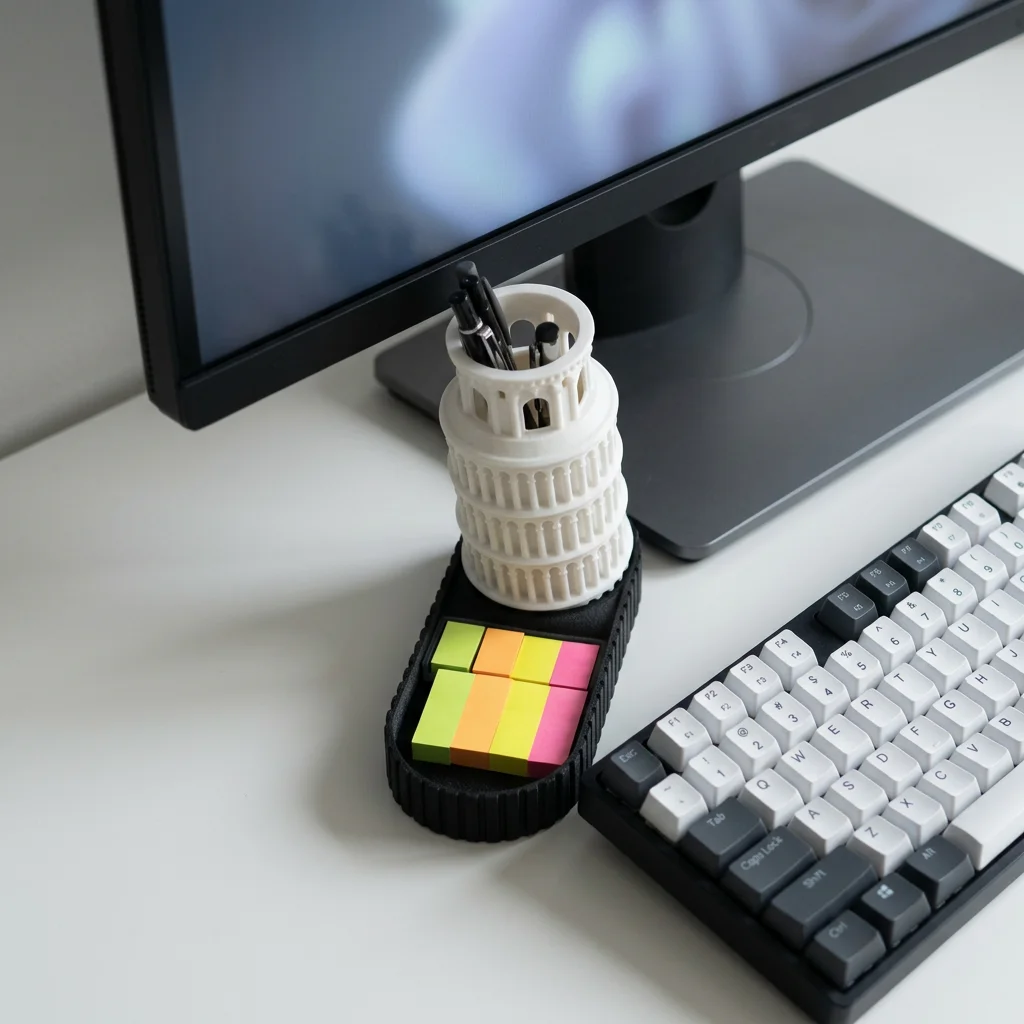 Leaning Tower of Pisa Shaped Desktop Storage Cup Creative Pen Holder Desk Ornament for Study Office Workspace Decor