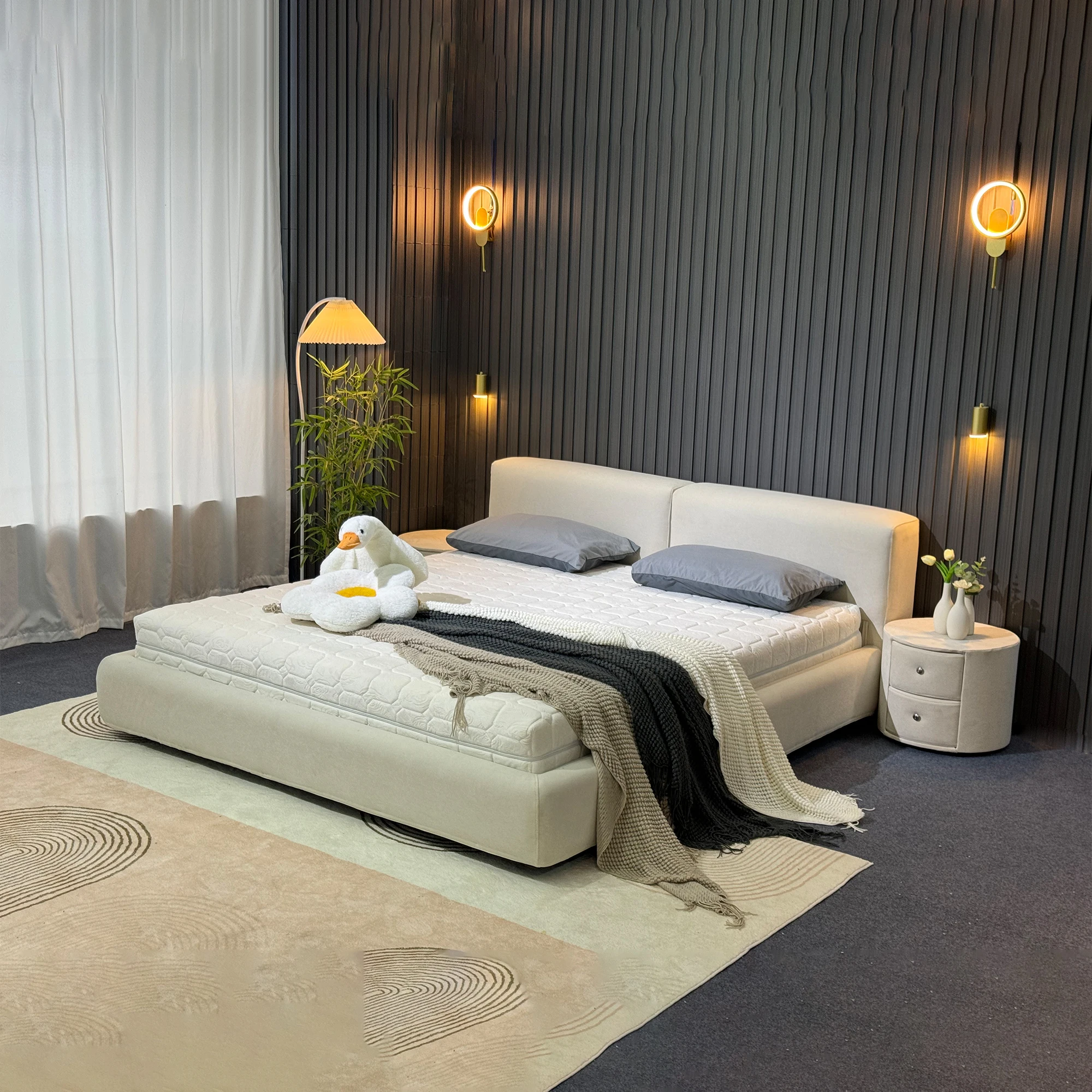 

Ltalian Style Simple Bed Cream Aesthetics High End Apartment Unique Bed High Quality Modern Simple Cama Casal Bedroom Furniture