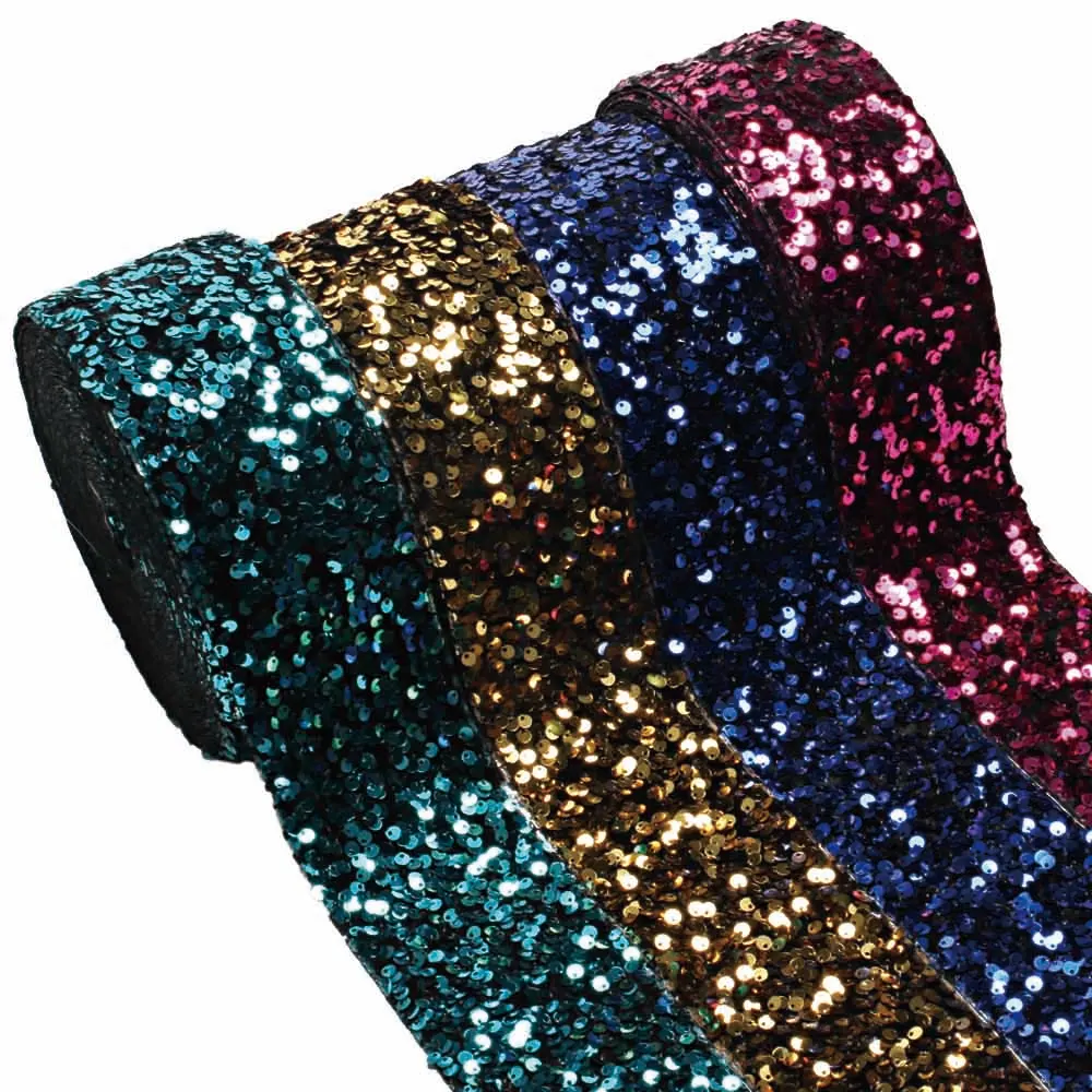 3 inch 75mm Velvet Sequin Ribbon Listones for Hair Bows Accessories 20yards/lot in stock