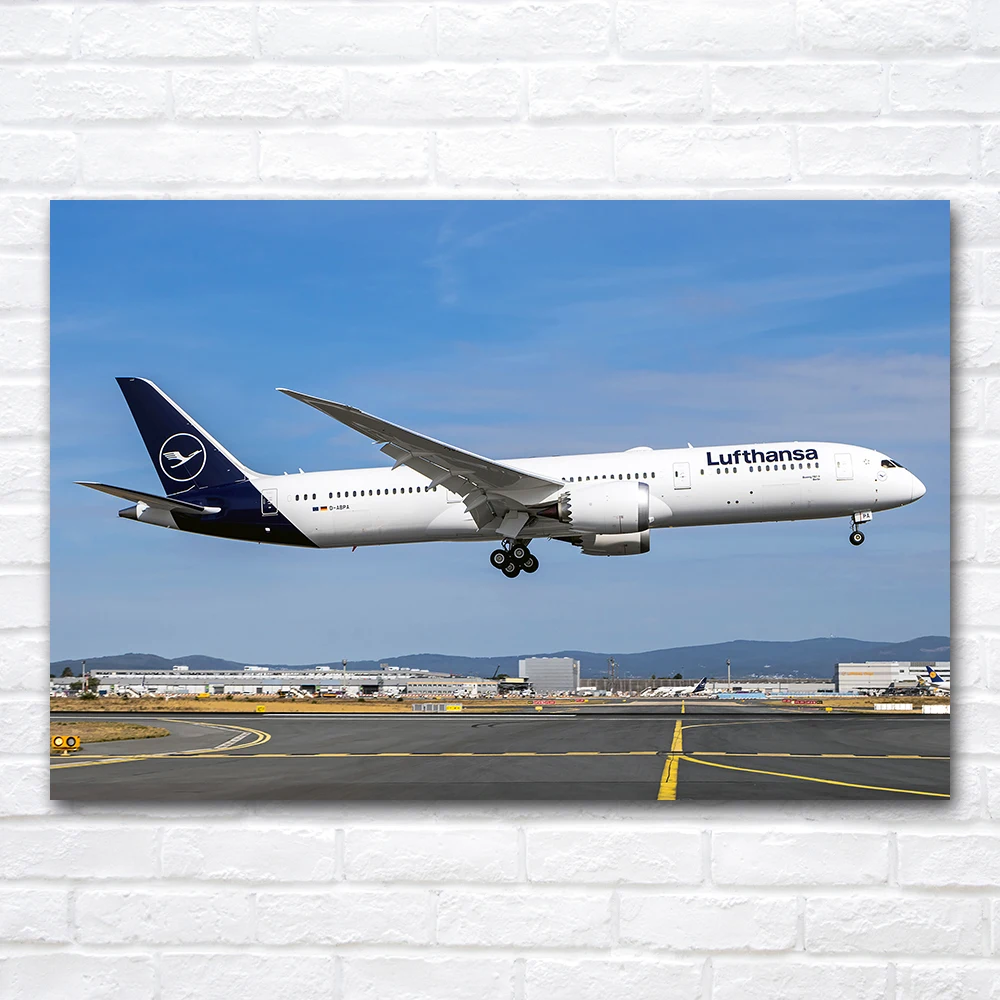 Passenger Airplane Canvas Painting Boeing 787-9 Airliner Wall Art Poster Print Home Decor Decoration Pictures for Living Room