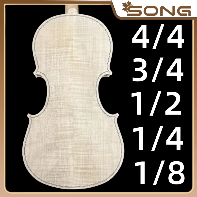 

4/4 Flame maple White violin Hand Made Violin Full size Black ebony fingerboard Unfinished Violin Spruce wood violin Accessories