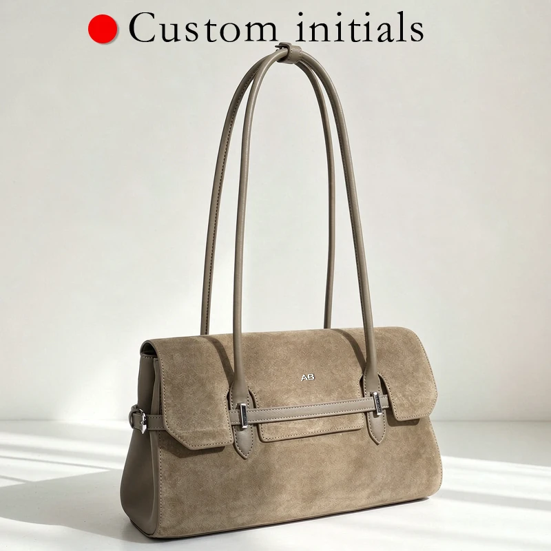 Customize Initials Leather Bags For Women Luxury Designer Handbag Purses 2026 New In Suede Cowhide Belt Buckle Underarm Shoulder