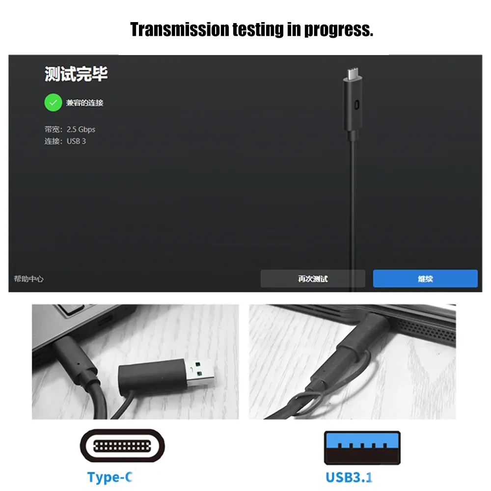 كابل USB 3.2 لملحقات Meta Quest 3/Quest 2/Pico 4 VR كابل ربط ملحقات VR