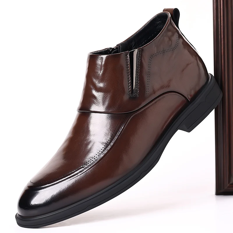 

Classic Brand Winter Men's Ankle Boots High-quality New Fashion Versatile Leather Casual Shoes High-end Banquet Dress Shoes