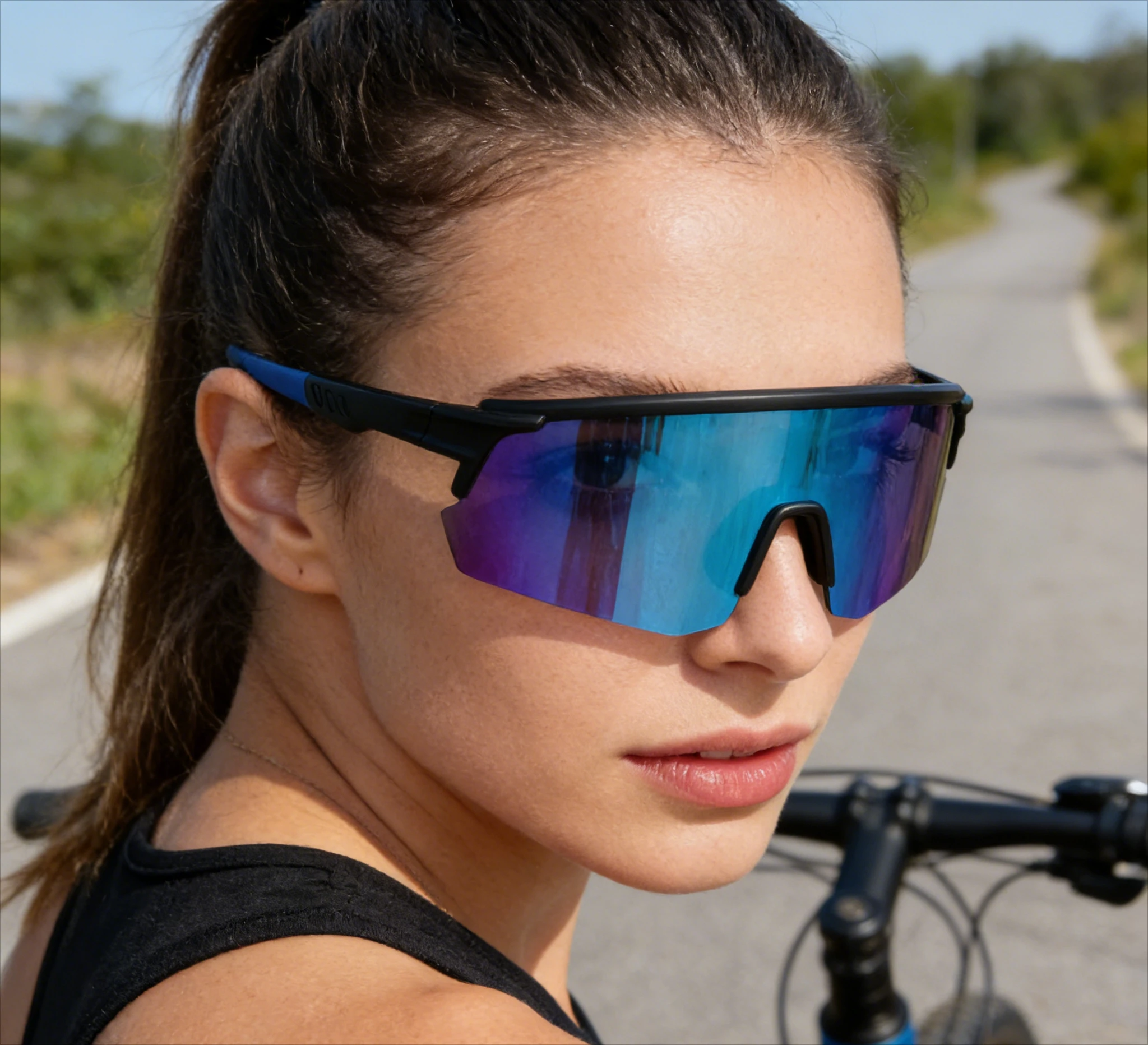 

Спортивные солнцезащитные очки унисекс оверсайз - зеркальные, с закругленной оправой, для велоспорта и езды на велосипеде, защита от УФ400, для активного отдыха на природе