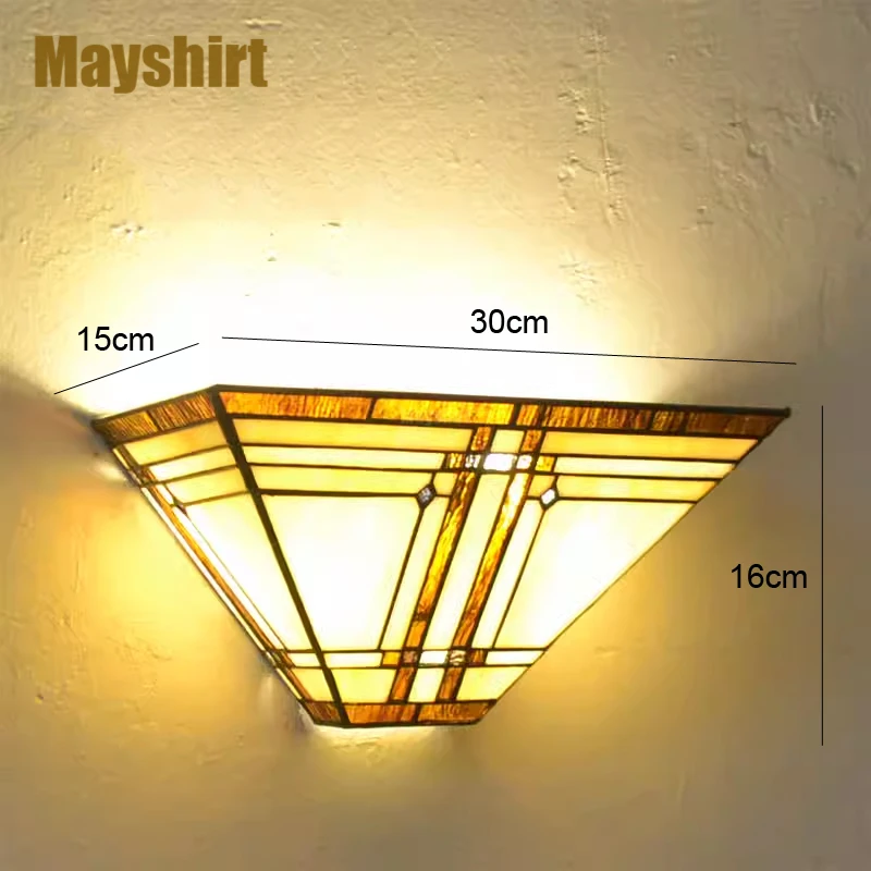 Tiffany Wall Sconce Vintage Baroque Stained Glass Wall Lamp Wall Lights for Home Decor Bedroom Bathroom Mirror Light Fixtures