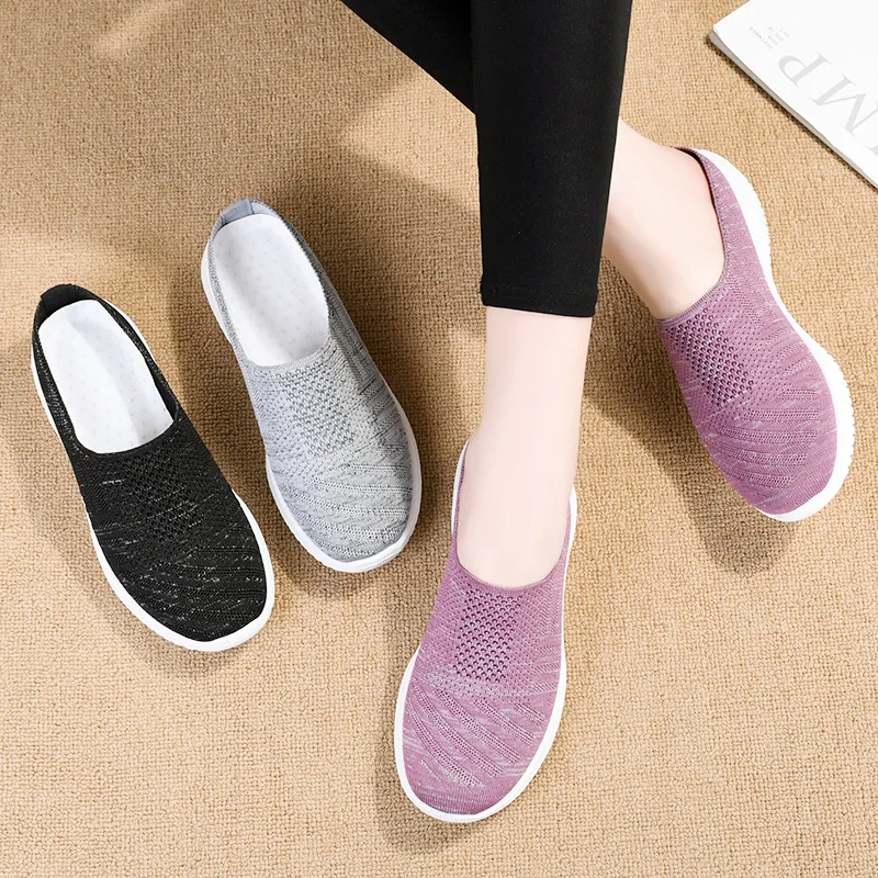 Women New Breathable Slippers Mesh Soft Sole Non-slip Casual Lightweight Solid Colour Shoes Solid Colour Comfortable Sandals