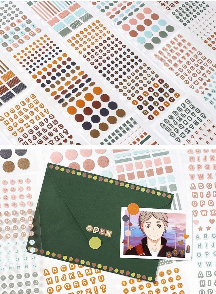 Aufkleber-Set, viermalige farbige Kunstpunkte, Markierungsfolie, Schneidaufkleber, tragbare Dekorationsmaterialien – Detail 15