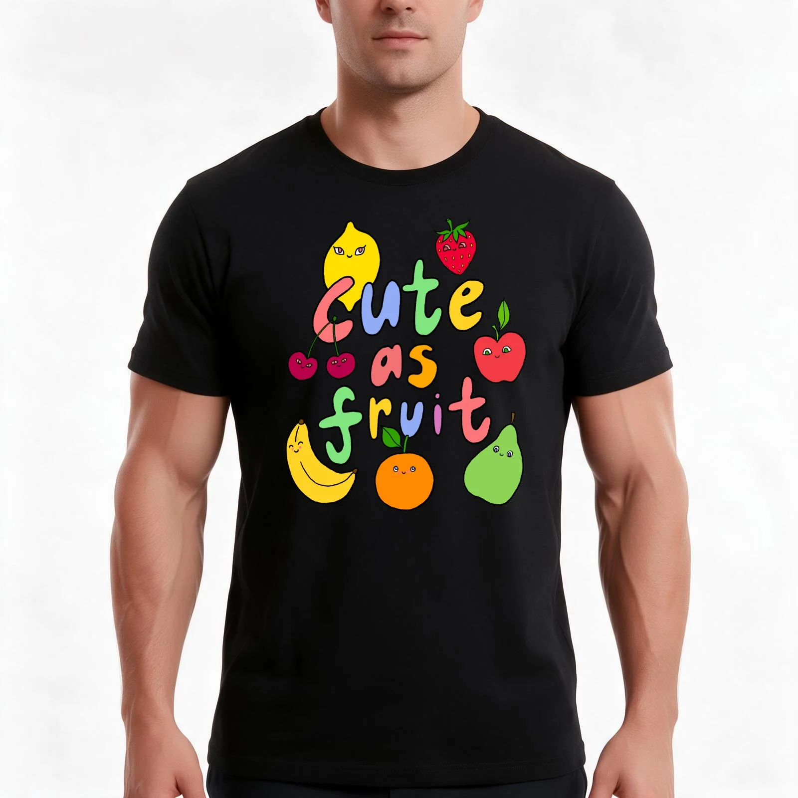 Cute as Fruit! By Lucy Isaacs T-Shirt, Summer Casual Cotton Tee, Oversized Streetwear Tops, Vintage Graphic Print, 100% Cotton