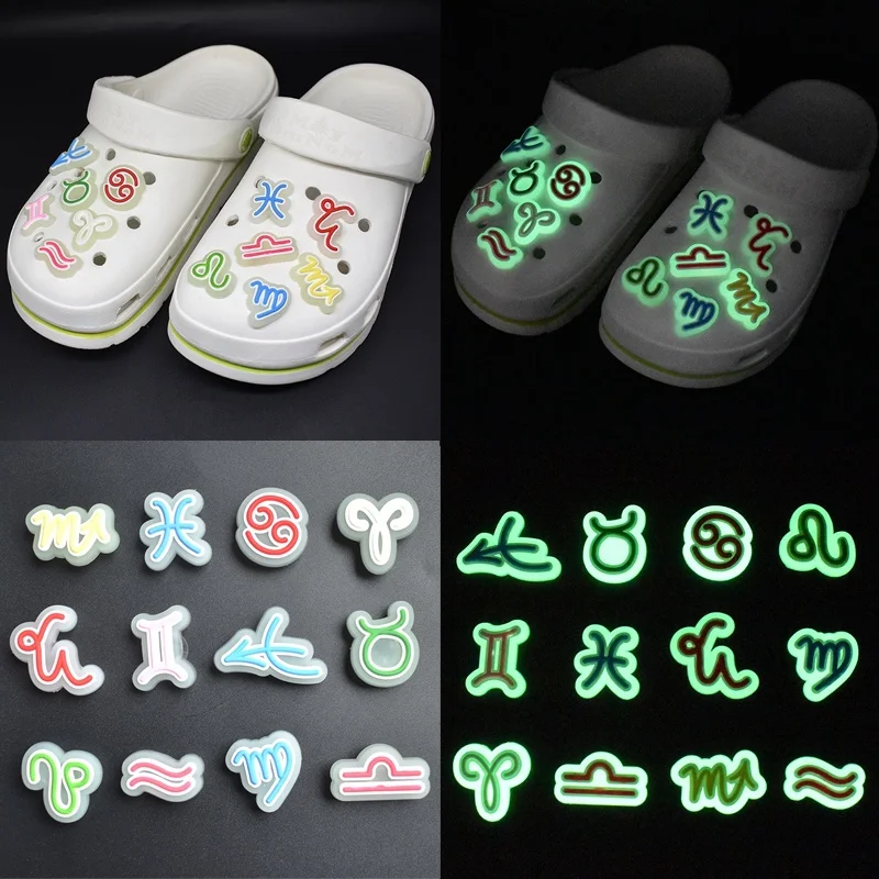 PVC Shoe Charms symbol Shoe Accessories Luminous Charms Shoe Decoration Shoe Buckles Pins for Clog Sandals  X-mas Gifts 