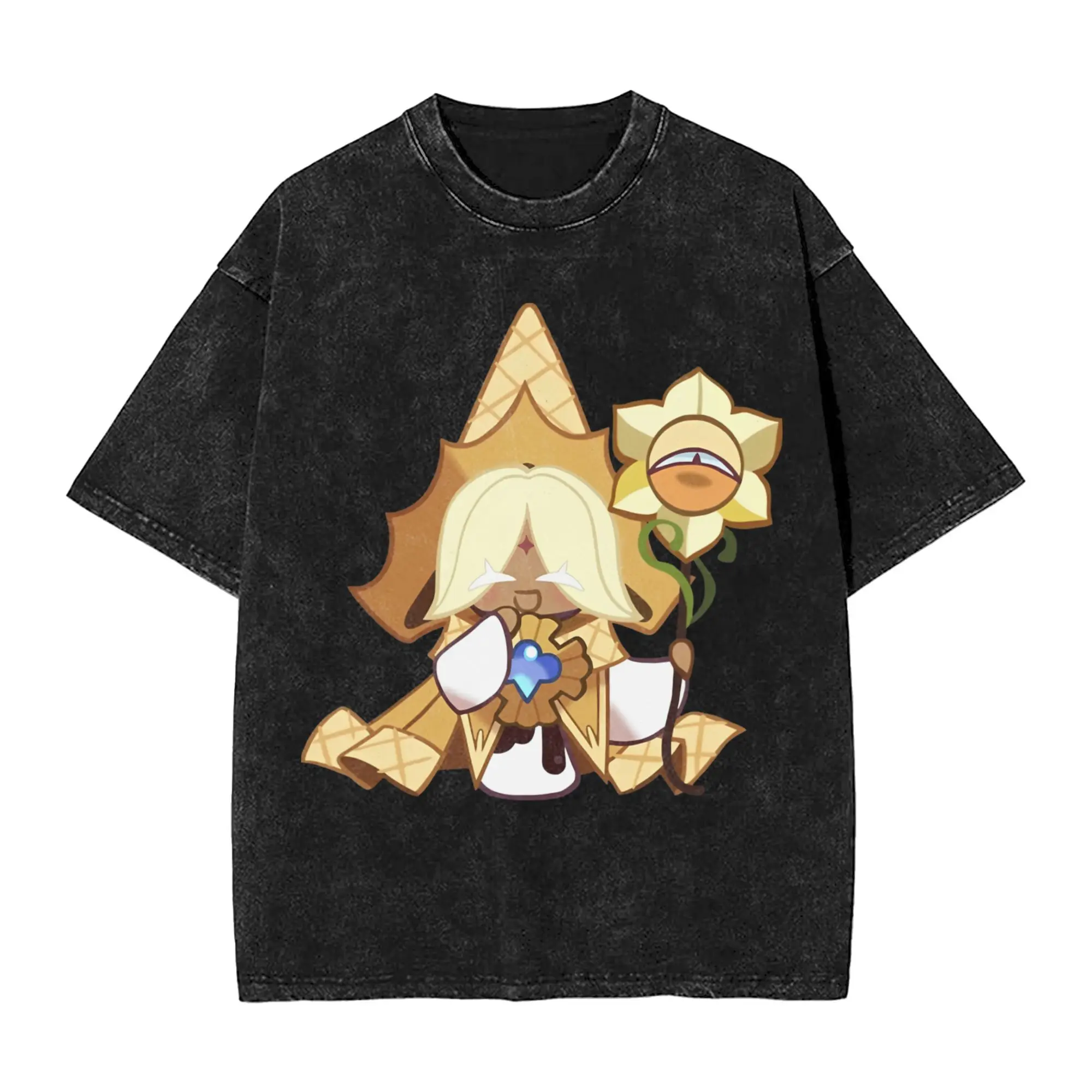 

Негабаритная стираная футболка Pure Vanilla Cookie Run Kingdom, хлопковые футболки, новинка, футболка для мужчин, пляжные топы Y2K с базовым дизайном