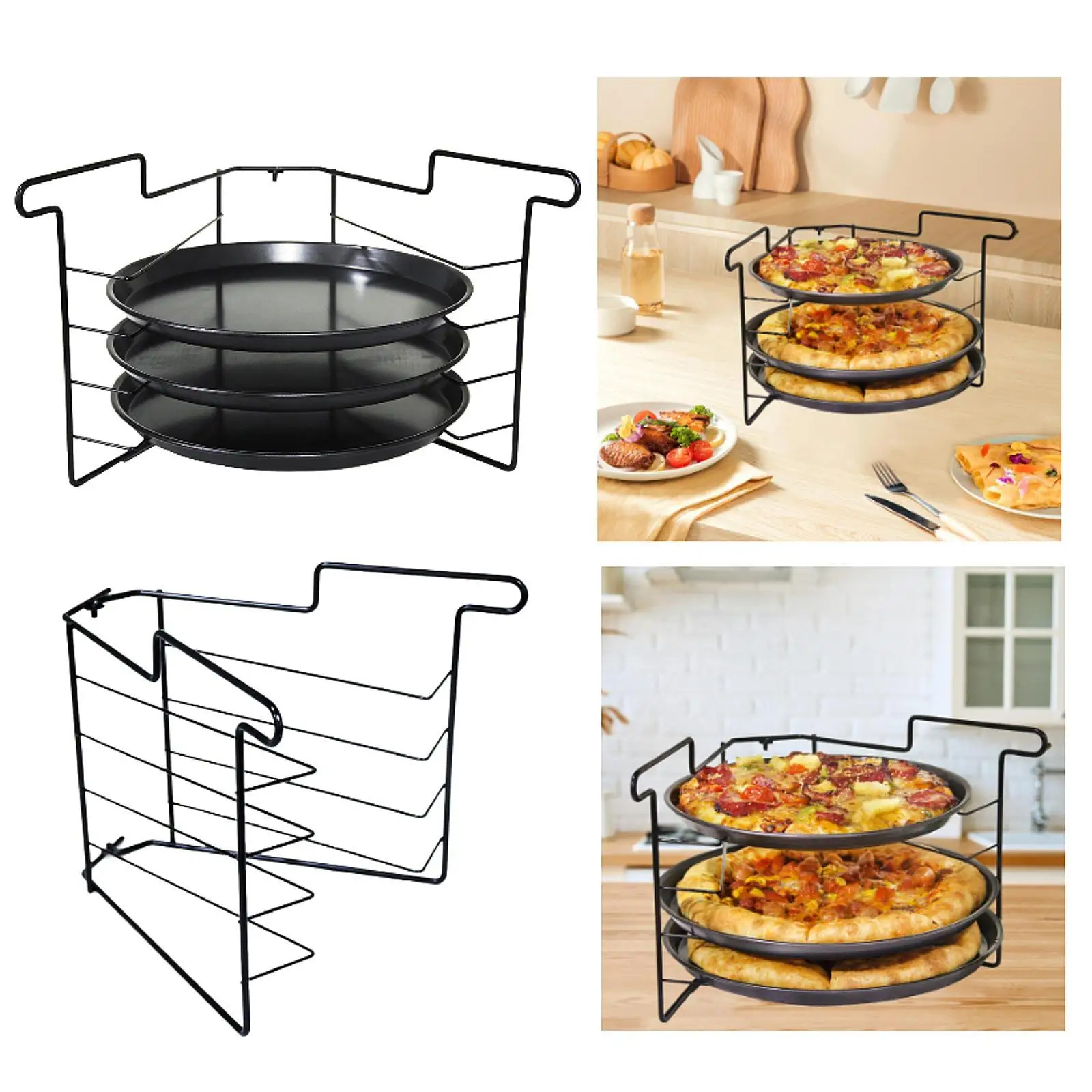 

Pizza Tray Rack Multi Layer Storage Rack Food Preparation Shelf Hot Pot Side Dish Rack for Dining Table Party Home Restaurant