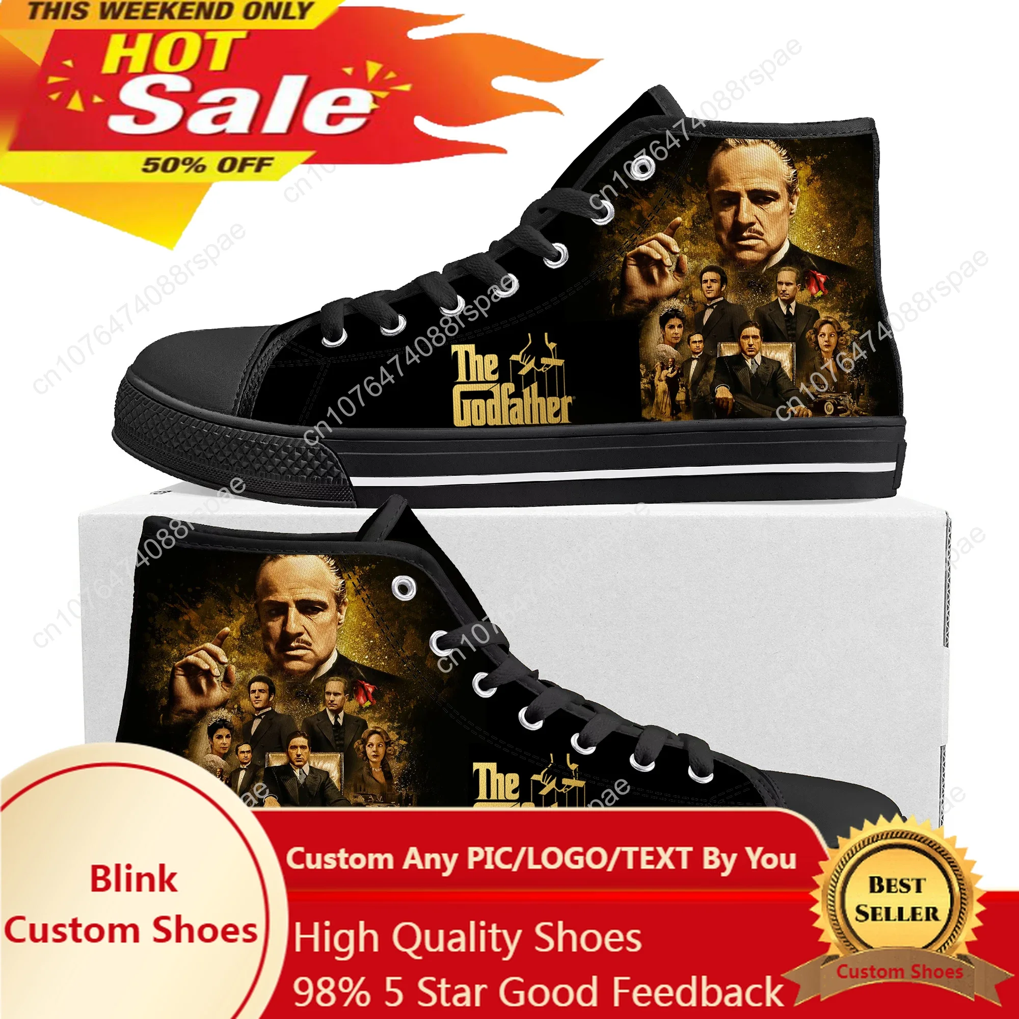 The Godfather Hot Movie High Top Sneakers Mens Womens Teenager High Quality Canvas Sneaker Casual Couple Shoes Custom Shoe