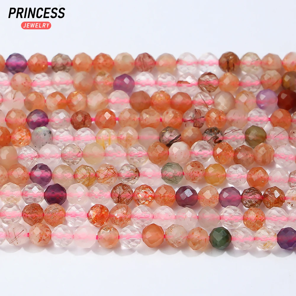 A+ Natural Super Seven 7 Quartz Crystal Faceted Beads for Jewelry Making Wholesale DIY Accessories