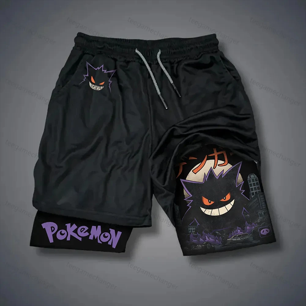 Short Double couche périphérique Pokémon pour hommes, pantalon de sport ample et respirant à cinq points, dernière tendance, 2025