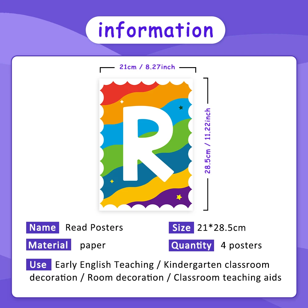 Reading Classroom Decorations Poster for Classroom 8.27 x 11.22 Inches Bulletin Board Headline Colorful Reading Wall Decor