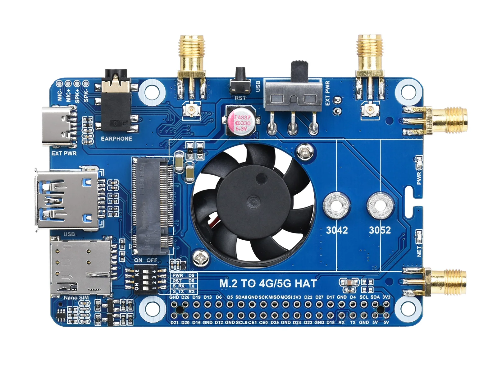 Imagem -03 - Hat b para Raspberry pi Snapdragon X55 Antenas Quad 5g Nsa Multi Banda 5g 4g 3g Compatível Sim8202g-m2 5g