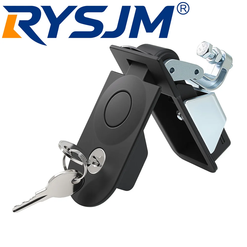 Durable Cabinet Coated Metal Hasp Latch with Key Compression Lock Latch Handle for Toolbox Camper Trailer Truck Caravan Lock
