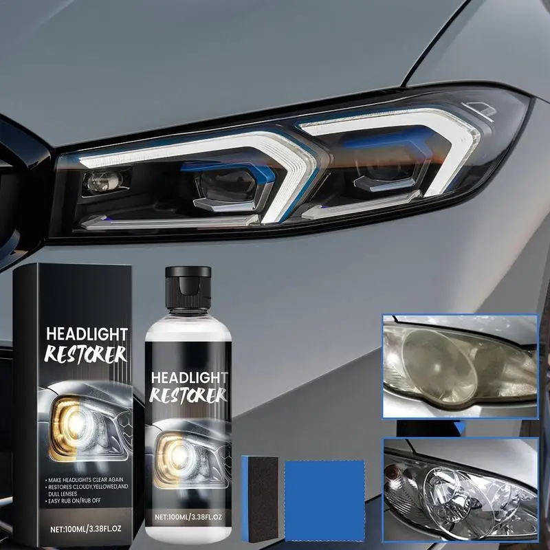 

100ml Car Headlight Restoration Kit Headlight Repair Liquid Polishing Agent Auto Heat Resistant Long Lasting Protective Repair