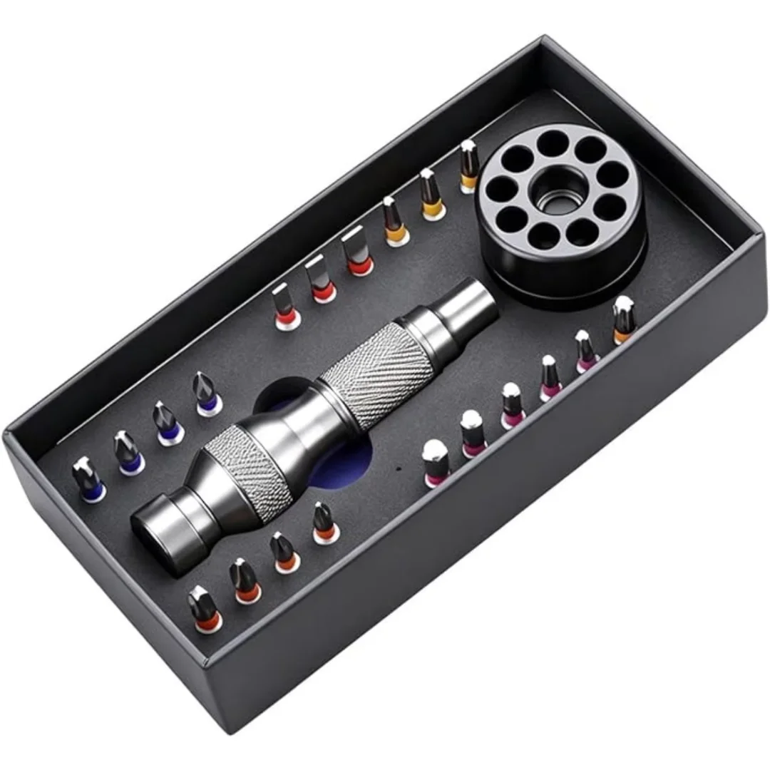 Screwdriver Bit Sets 22 Pieces Magnetic Precision Tips | with Storage Base Ergonomic Handle Driver Bit Set