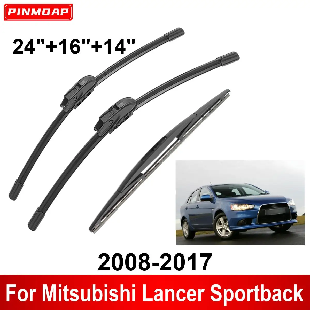 

Автомобильные щетки стеклоочистителя для Mitsubishi Lancer Sportback 2008-2017, передние и задние щетки стеклоочистителя, автомобильные аксессуары 2014, 2015, 2016, 2017, 3 шт.