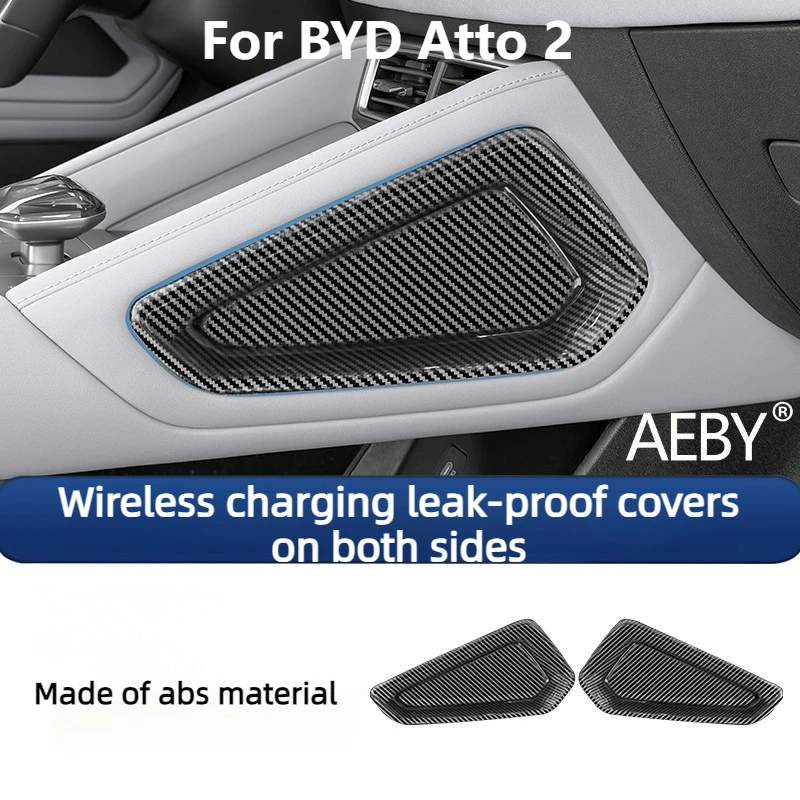 AEBY para BYD Atto 2 Smart Driving Edition 2024 cubiertas laterales de cargador inalámbrico, Protector antipolvo y antifugas para consola central