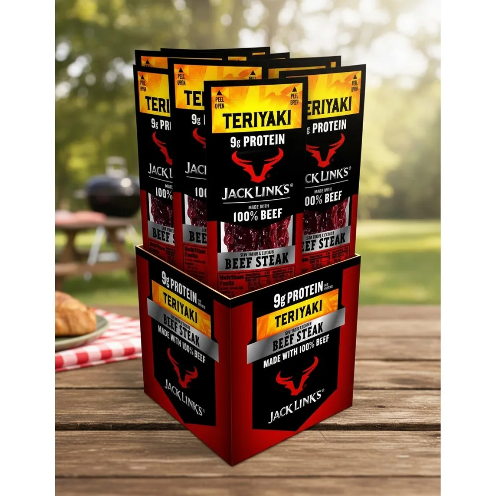 

Teriyaki Beef Steak Protein Snacks - 9g Protein, 100% Beef, Keto Friendly, Individually Wrapped Bulk Pack (12 Count)