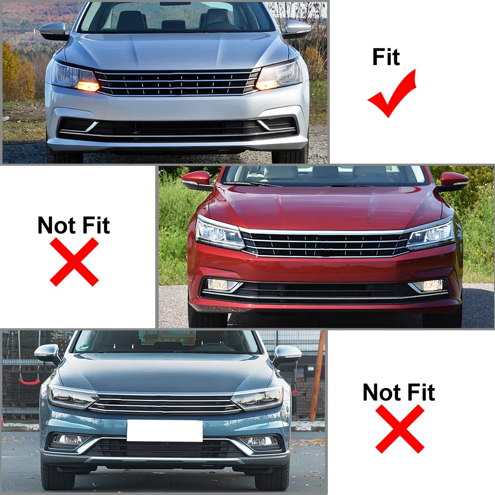 2PCS Front Bumper Lower Grille Fog Light Cover Decorative For VW Passat 2016 2017 2018 2019 Only for base model US Version