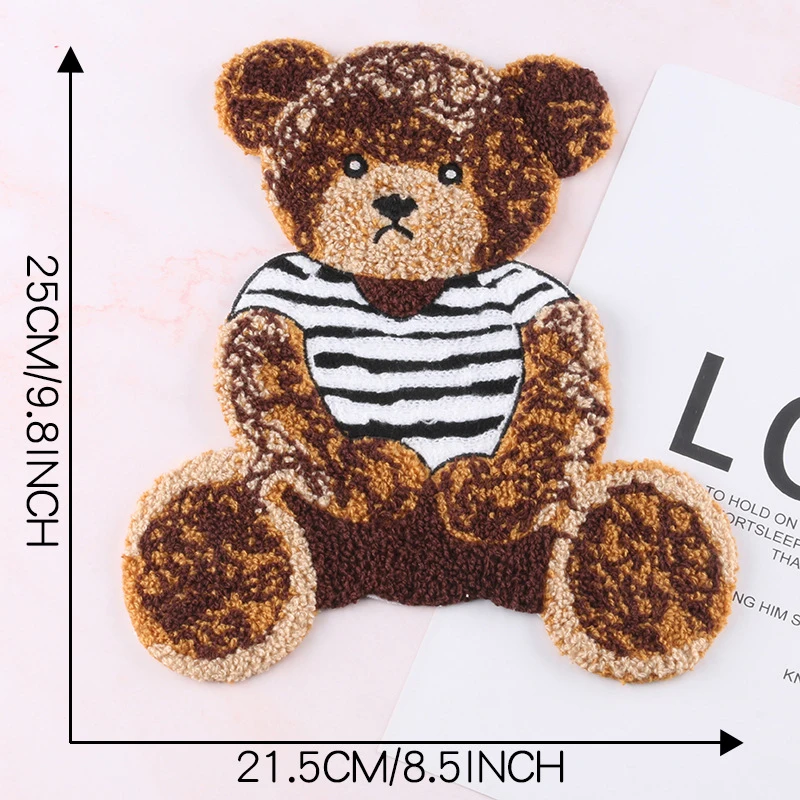 Retro Plush Embroidered Bear Patch Stickers Clothing Hoodies Patches on clothes DIY Accessories Embroidery Hand Sewing patches