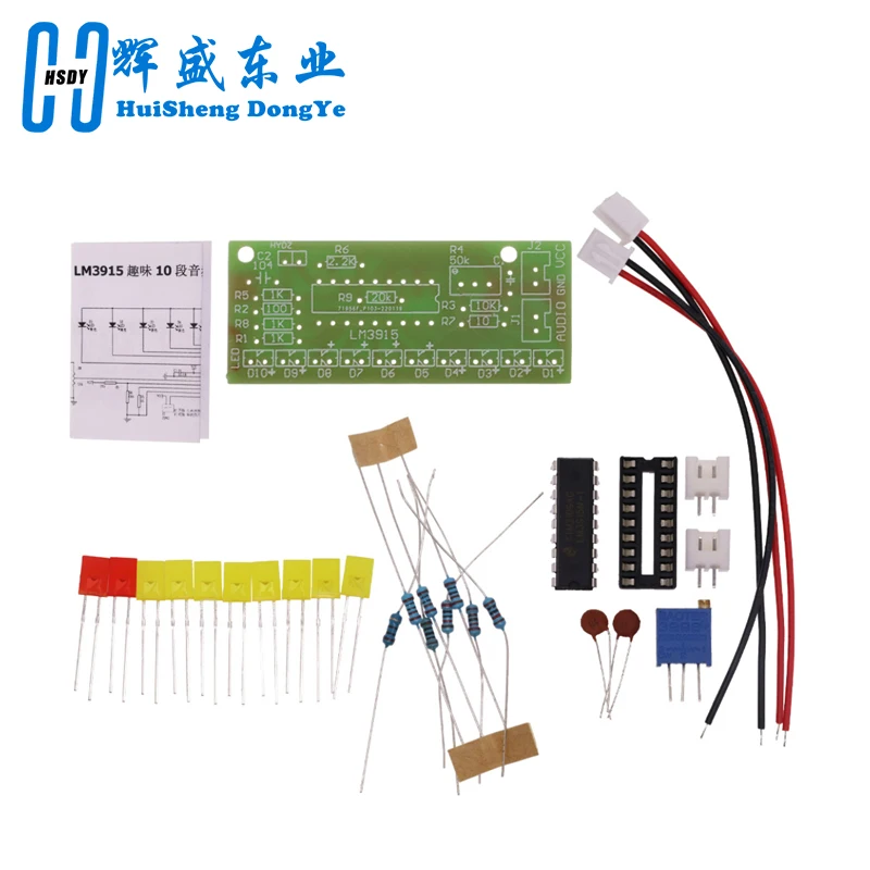 Analyseur audio et indicateur de niveau, kit de pratique de soudure, laboratoire, bricolage, 10 LED, 9V-12V DC, LM3915